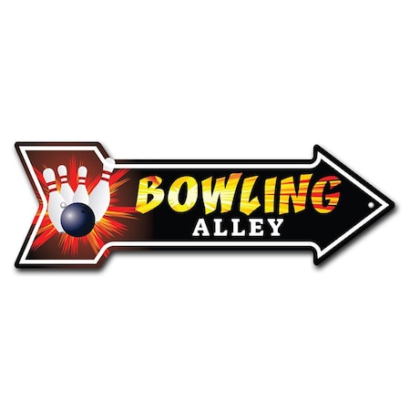 Bowling Alley Arrow Sign Funny Home Decor 24in Wide